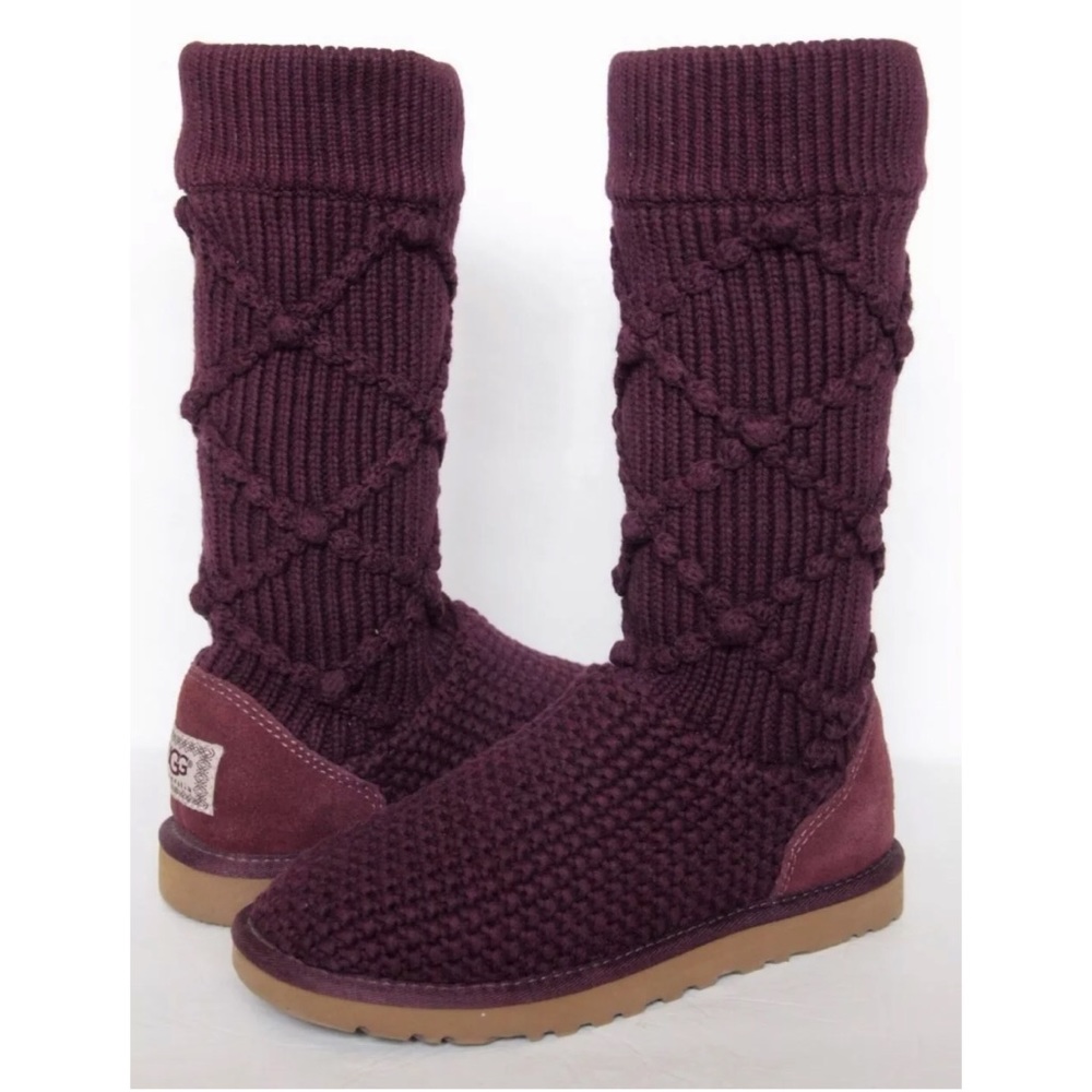 UGG Classic Argyle Cardy Knit Fig Sweater Boots